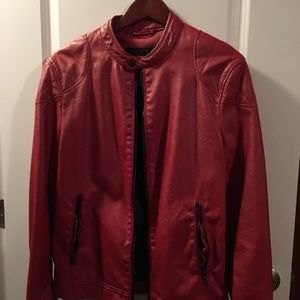 Zara Men’s Red Leather Jacket
